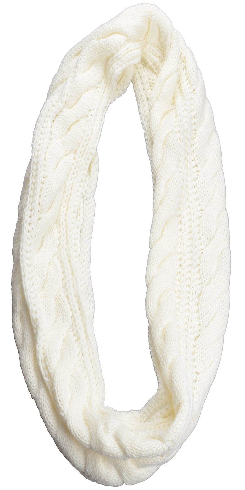 NEOSAN Womens Thick Ribbed Knit Winter Infinity Circle Loop Scarf Twist White - Image 2